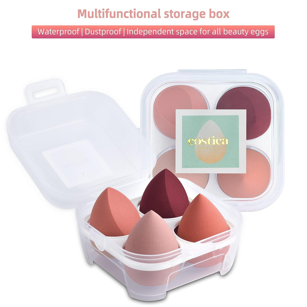 Makeup Sponge Set Blender - Multi Colored 4 Pcs Rose Series