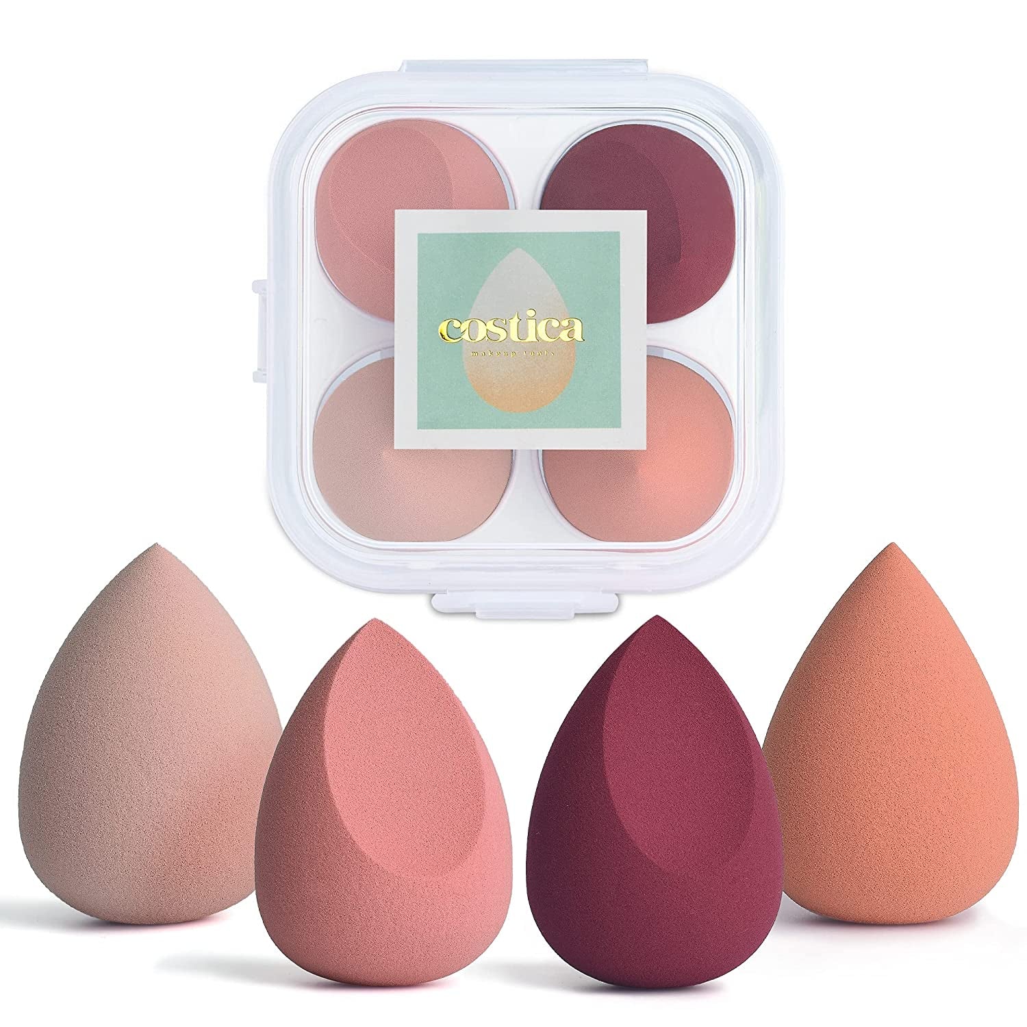 Makeup Sponge Set Blender - Multi Colored 4 Pcs Rose Series