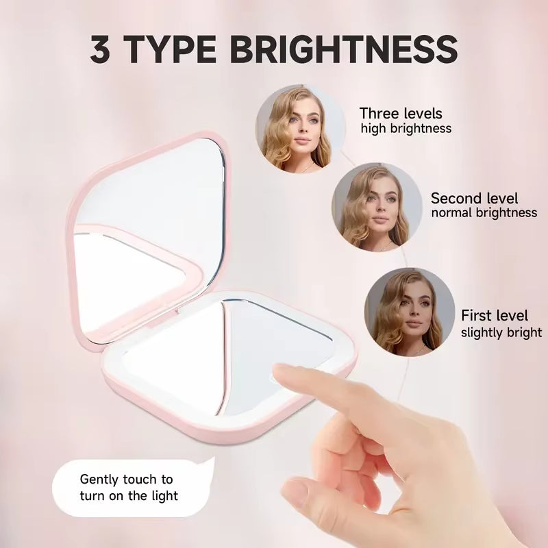 Compact Folding Cosmetic Mirror with Lights