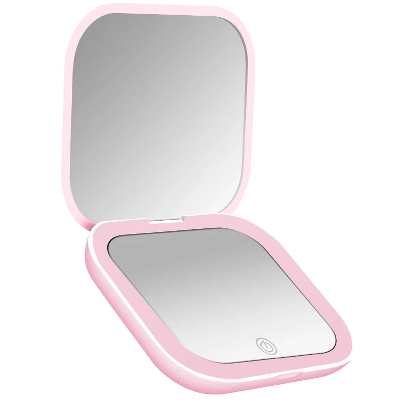 Compact Folding Cosmetic Mirror with Lights