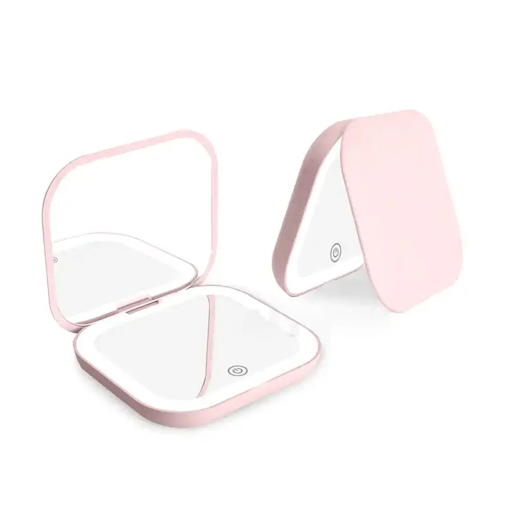 Compact Folding Cosmetic Mirror with Lights