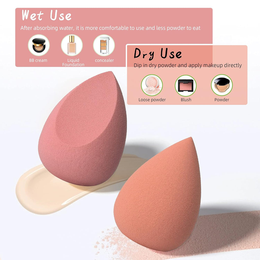 Makeup Sponge Set Blender - Multi Colored 4 Pcs Rose Series