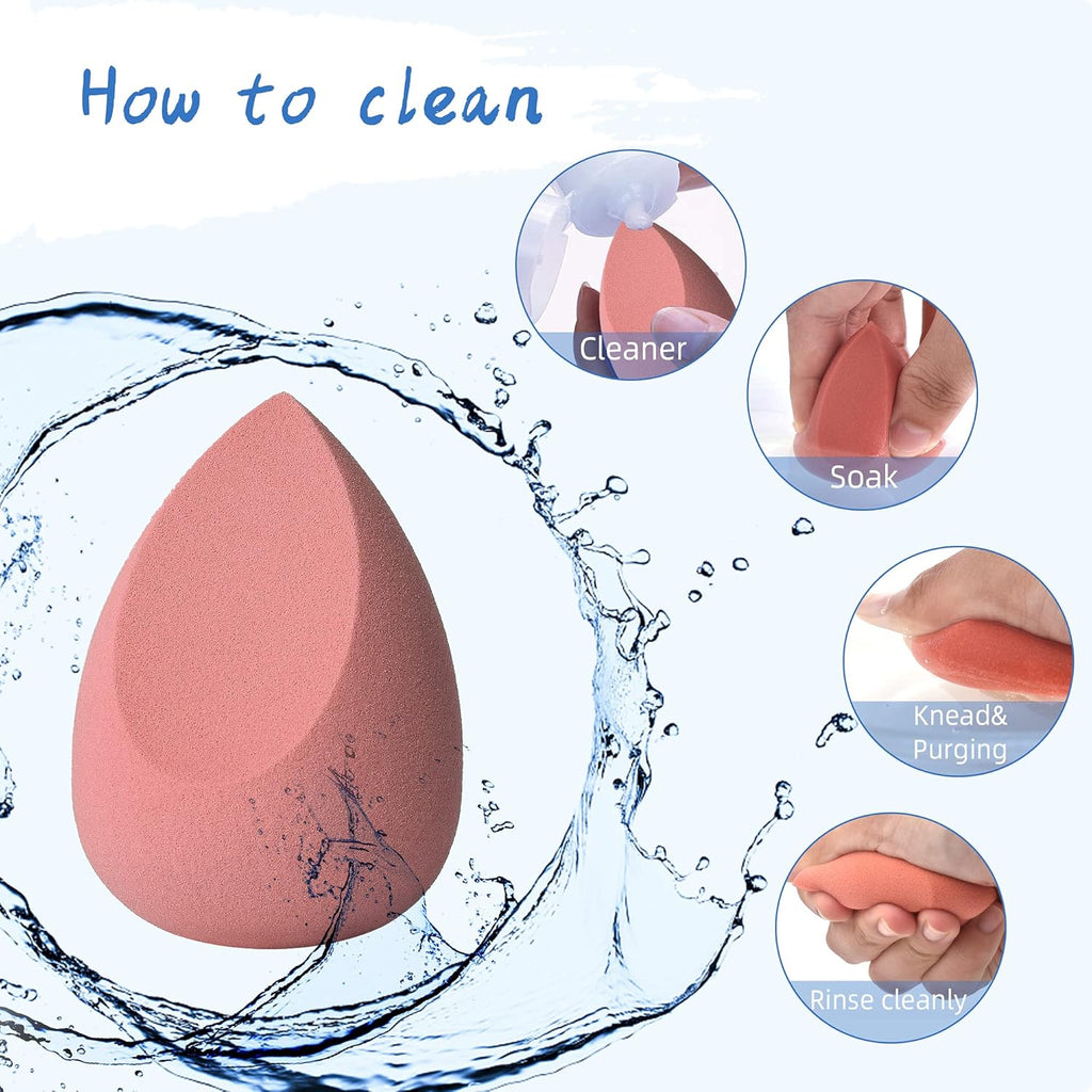 Makeup Sponge Set Blender - Multi Colored 4 Pcs Rose Series