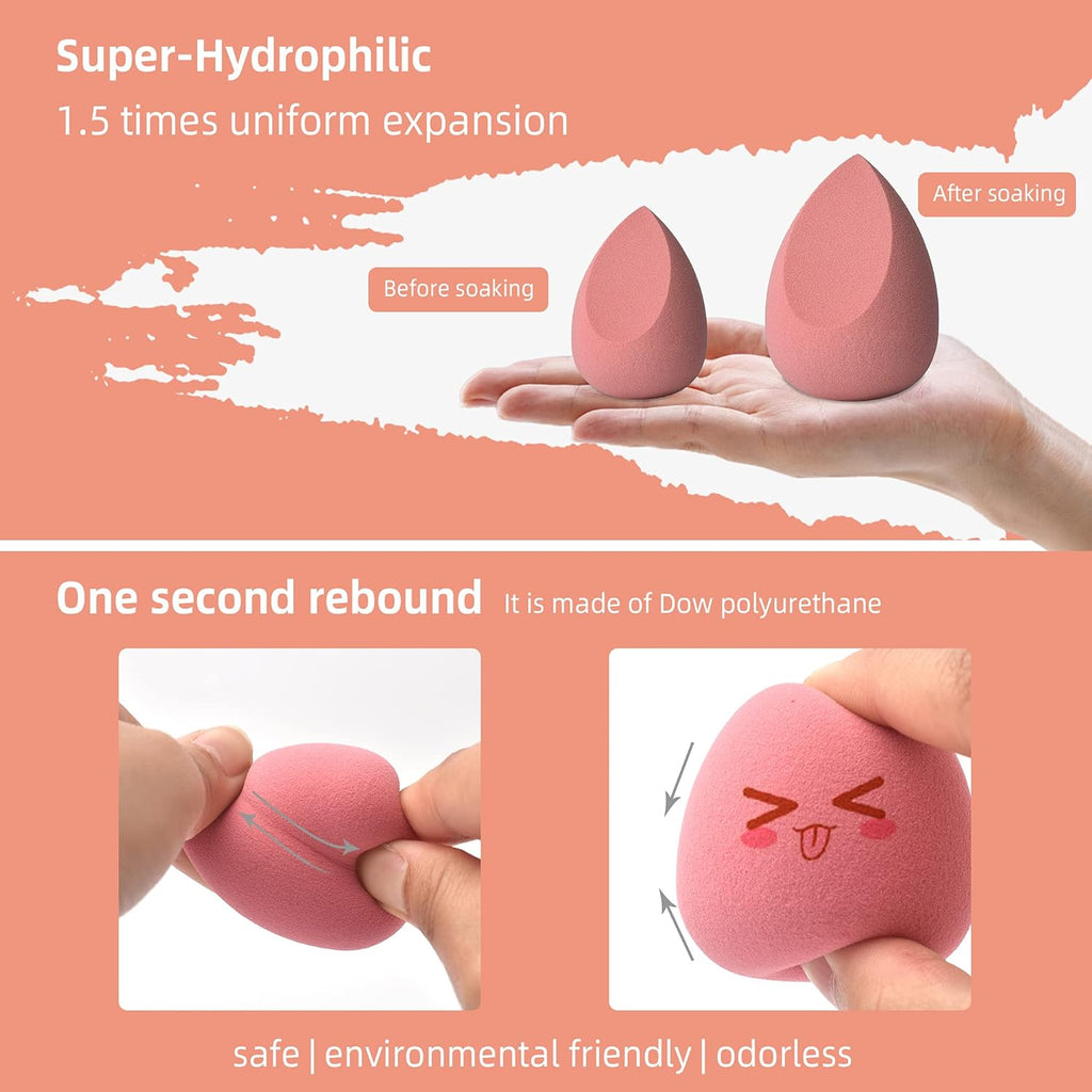 Makeup Sponge Set Blender - Multi Colored 4 Pcs Rose Series