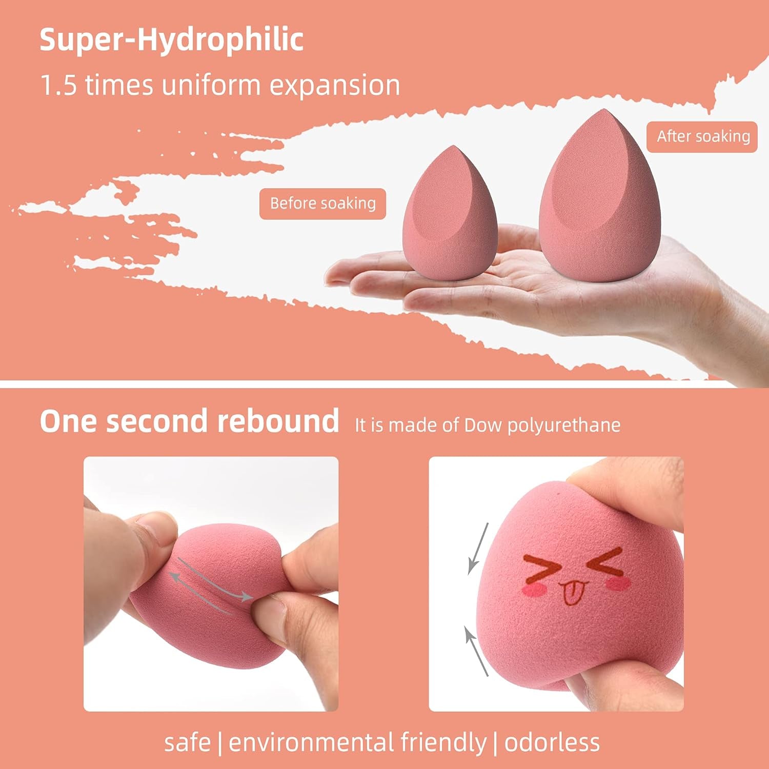 Makeup Sponge Set Blender - Multi Colored 4 Pcs Rose Series