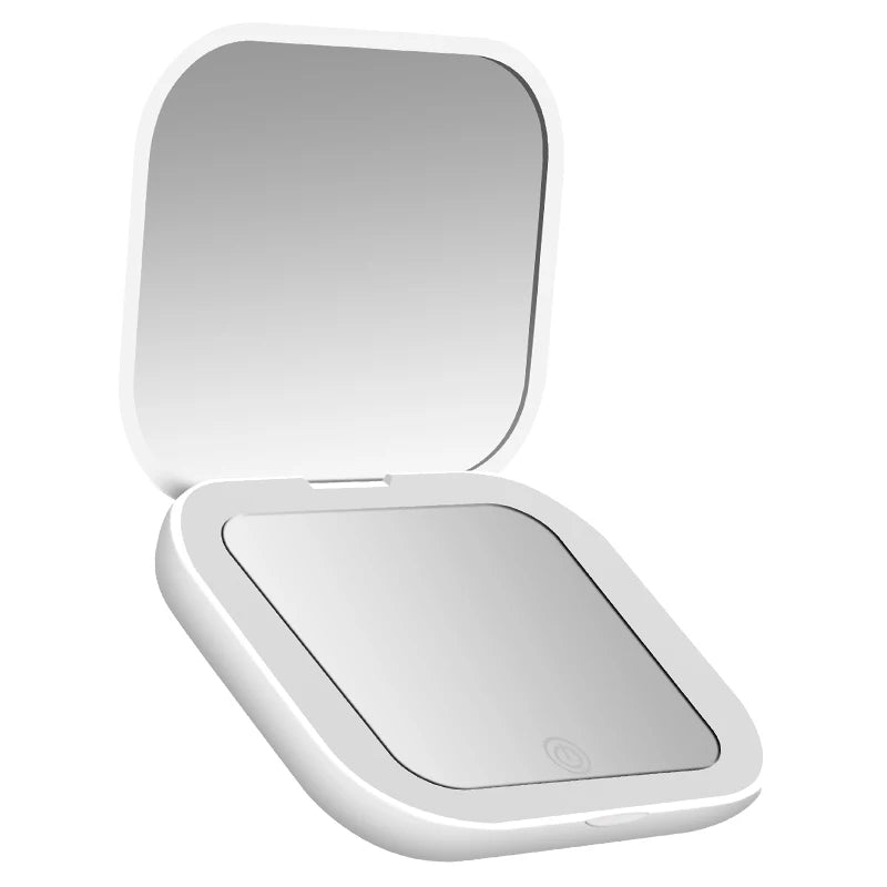 Compact Folding Cosmetic Mirror with Lights